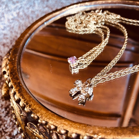 LC Lauren Conrad Jewelry - 🎀SALE🎀LC Dainty Bow & Pink Pendent Necklaces